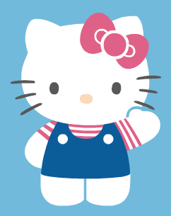 Hello Kitty: A white cat with a red bow on her left ear, wearing a yellow dress and no mouth.