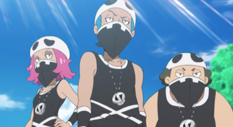 Team Skull causing trouble with Pokémon Sun and Moon characters, showcasing Pokémon plushies from Tokudeals
